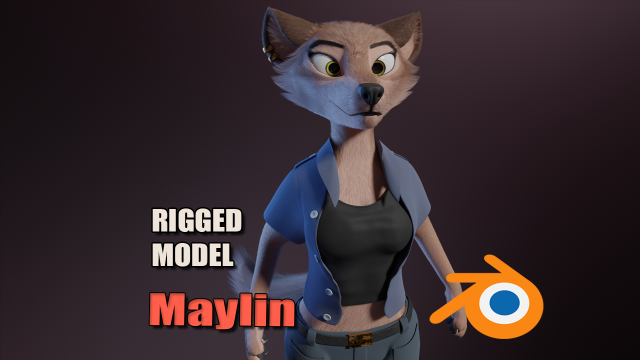 Maylin Anthro Wolf 3D Модель .c4d .max .obj .3ds .fbx .stl .blend 