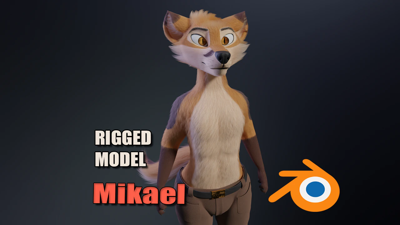 Mikael Anthro Fox 3D Model .c4d .max .obj .3ds .fbx .stl .blend 