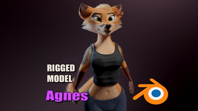 Agnes Anthro Fox 3D मॉडल .c4d .max .obj .3ds .fbx .stl .blend