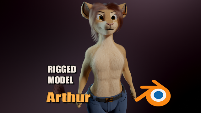 Arthur Anthro Lion Model 3D .c4d .max .obj .3ds .fbx .stl .blend 