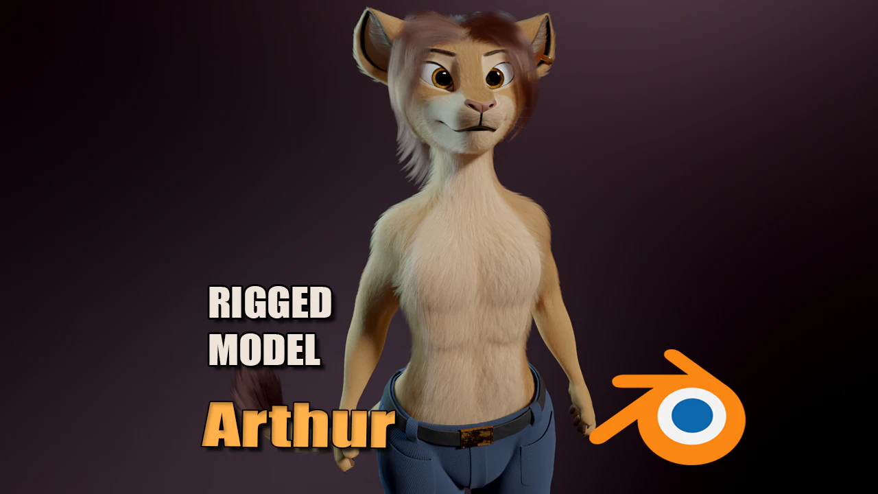 Arthur Anthro Lion 3D Model .c4d .max .obj .3ds .fbx .stl .blend 