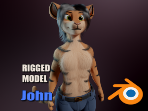 John Anthro Tiger 3D मॉडल