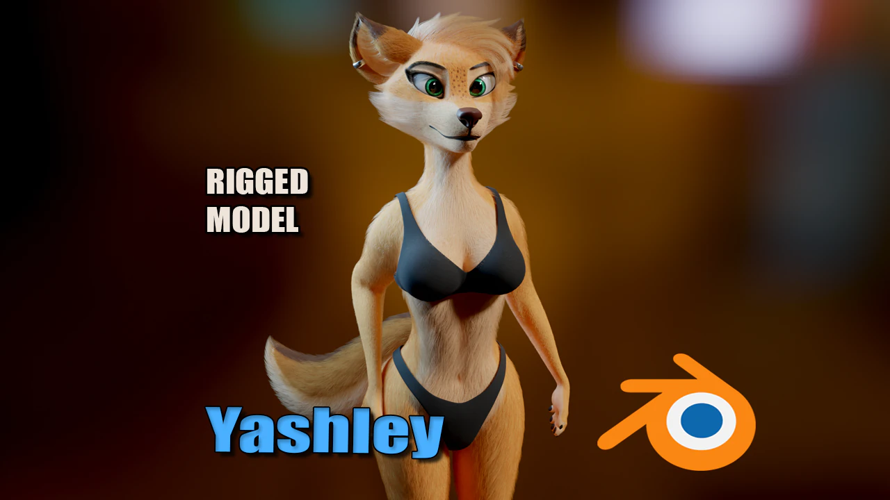 Yashley Anthro Fox 3D Model .c4d .max .obj .3ds .fbx .stl .blend 
