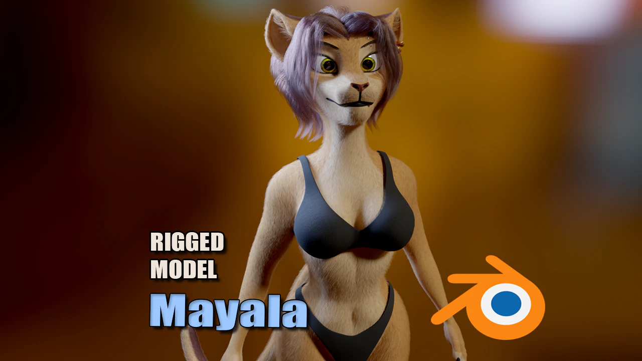 Mayala Anthro Lioness 3D Model .c4d .max .obj .3ds .fbx .stl .blend 