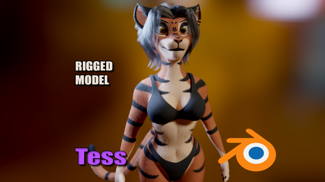 Tess Anthro Tiger 3D Model .c4d .max .obj .3ds .fbx .stl .blend