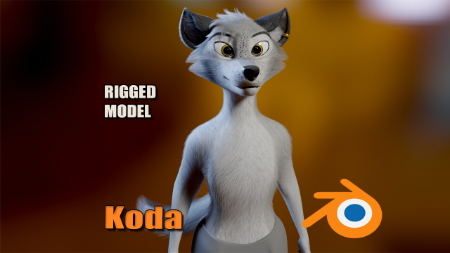 Koda Anthro Wolf 3D Модель .c4d .max .obj .3ds .fbx .stl .blend