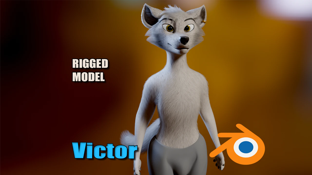 Victor Anthro Wolf 3D Model .c4d .max .obj .3ds .fbx .stl .blend 