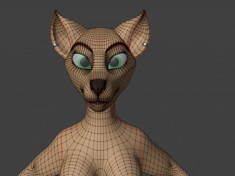 Junie Anthro Fox 3D Model