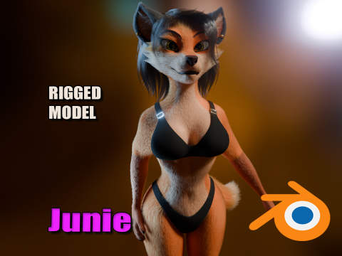 Luna Anthro Fox 3D Model