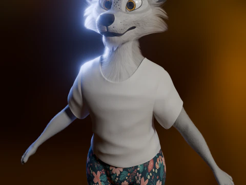 Kovu Anthro Wolf 3D Model