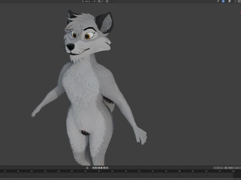 Kovu Anthro Wolf 3D Model
