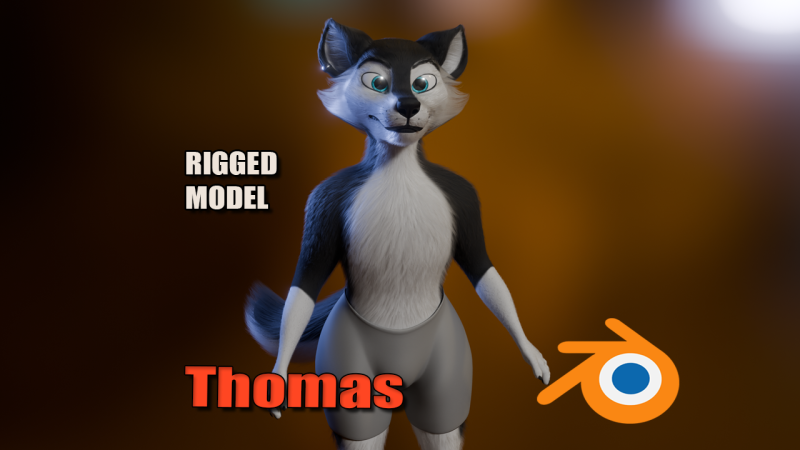 Thomas Anthro Husky 3D Model .c4d .max .obj .3ds .fbx .stl .blend