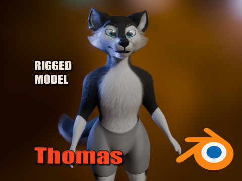 Thomas Anthro Husky 3D Model