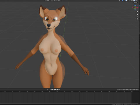 Natsuki Anthro Fox 3D Model