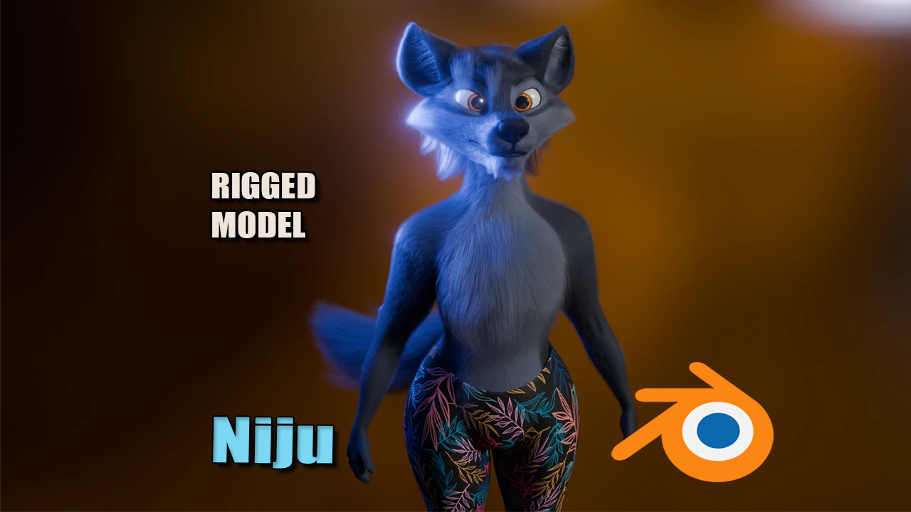 Niju Anthro wolf 3D Model .c4d .max .obj .3ds .fbx .stl .blend 