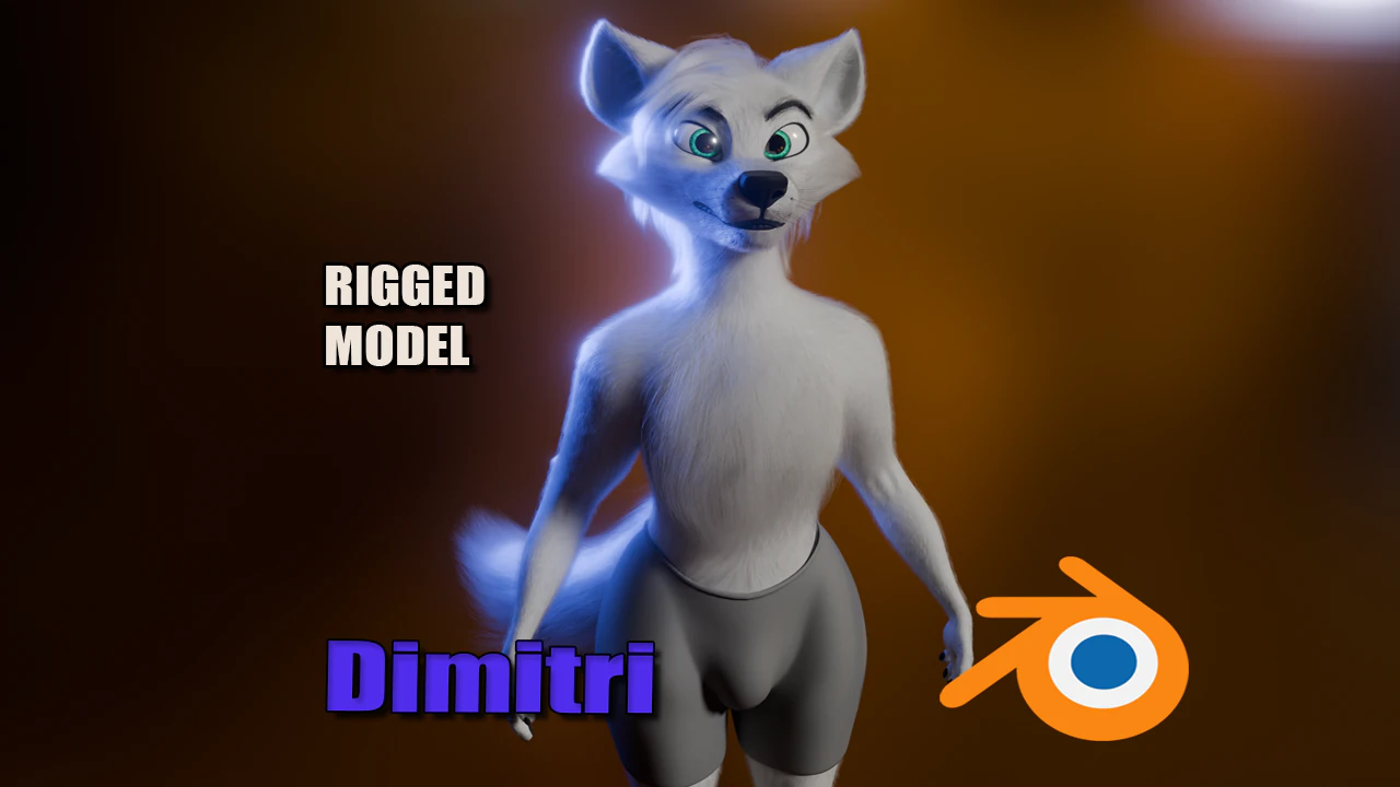 Dimitri Anthro Wolf 3D Model .c4d .max .obj .3ds .fbx .stl .blend