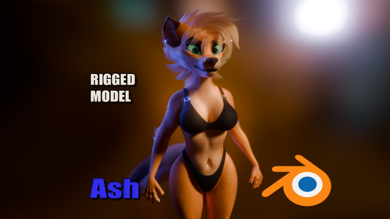 Ash Anthro Fox 3D Model .c4d .max .obj .3ds .fbx .stl .blend