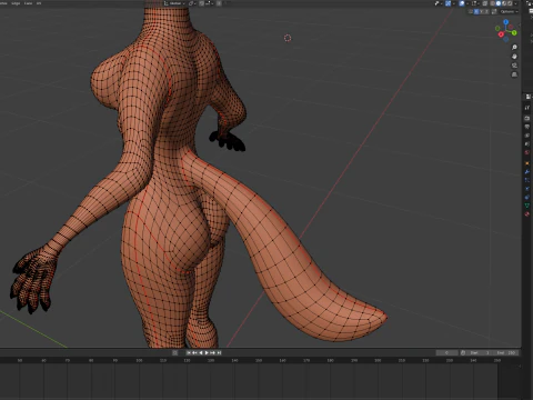 Kate Anthro Fox 3D Model