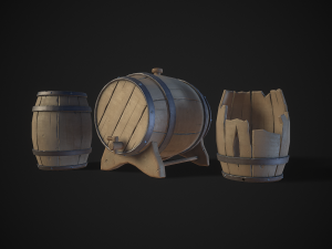stylized wooden barrels pack 3D Модель