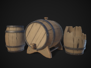 stylized wooden barrels pack 3D 模型