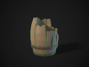stylized wooden barrels pack 3D Model
