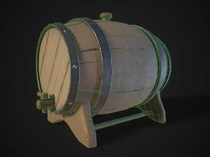 stylized wooden barrels pack 3D Model