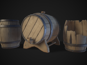 stylized wooden barrels pack 3D 模型