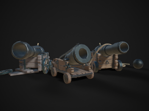 stylized pirate cannons pack 3D Model