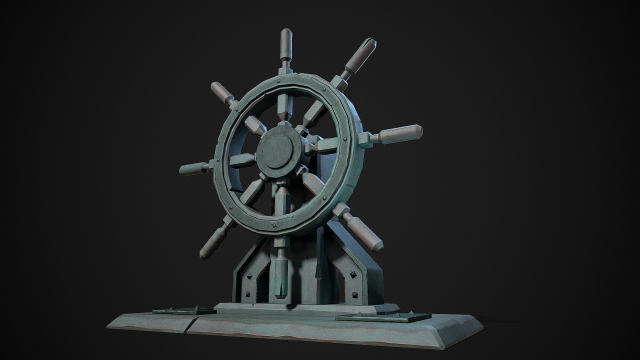 stylized ship helm 3D-Modell .c4d .max .obj .3ds .fbx .stl .blend 