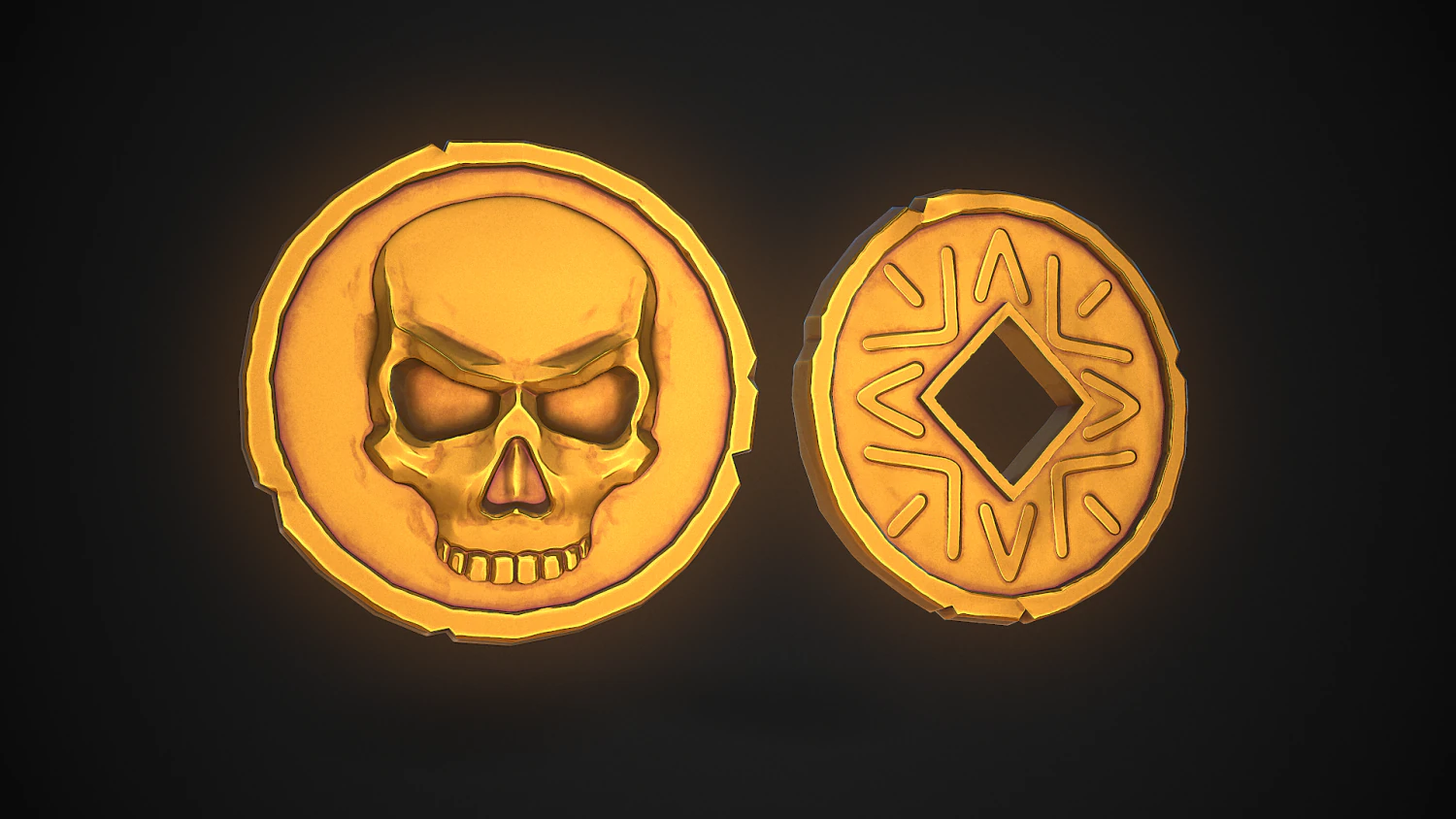 stylized pirate coin 3D Model .c4d .max .obj .3ds .fbx .stl .blend