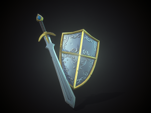 stylized shield and sword 3D Model