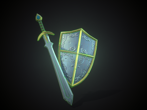 stylized shield and sword 3D 模型