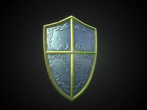 stylized shield and sword 3D Model
