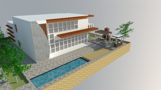 modern villa 3D मॉडल .c4d .max .obj .3ds .fbx .stl .blend 