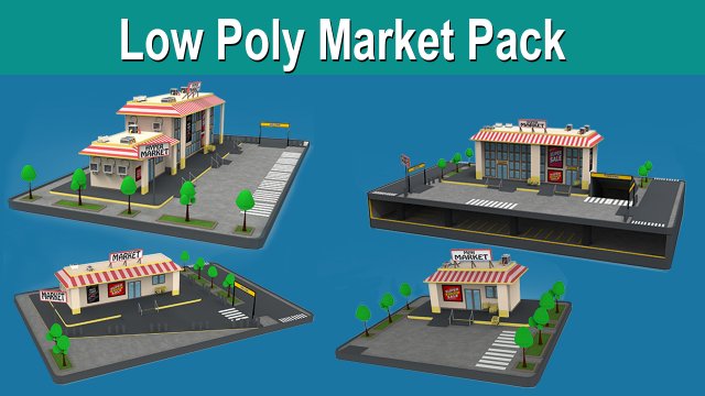 low poly market pack 3Dモデル .c4d .max .obj .3ds .fbx .stl .blend 