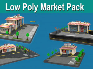 düşük poli pazar paketi 3D Model