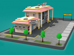 low poly market pack 3Dモデル