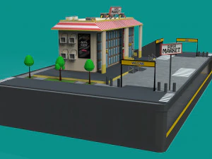 paket pasar poli rendah Model 3D