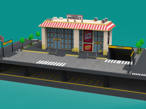 low poly market pack 3Dモデル