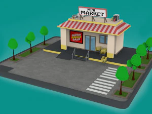 paket pasar poli rendah Model 3D