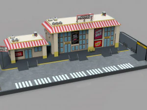 paket pasar poli rendah Model 3D