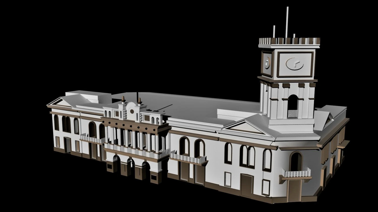 mexican government palace 3D Model .c4d .max .obj .3ds .fbx .stl .blend