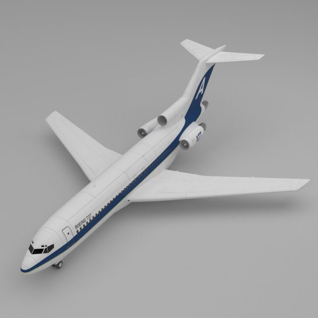 plane boeing 727 3Dモデル .c4d .max .obj .3ds .fbx .stl .blend