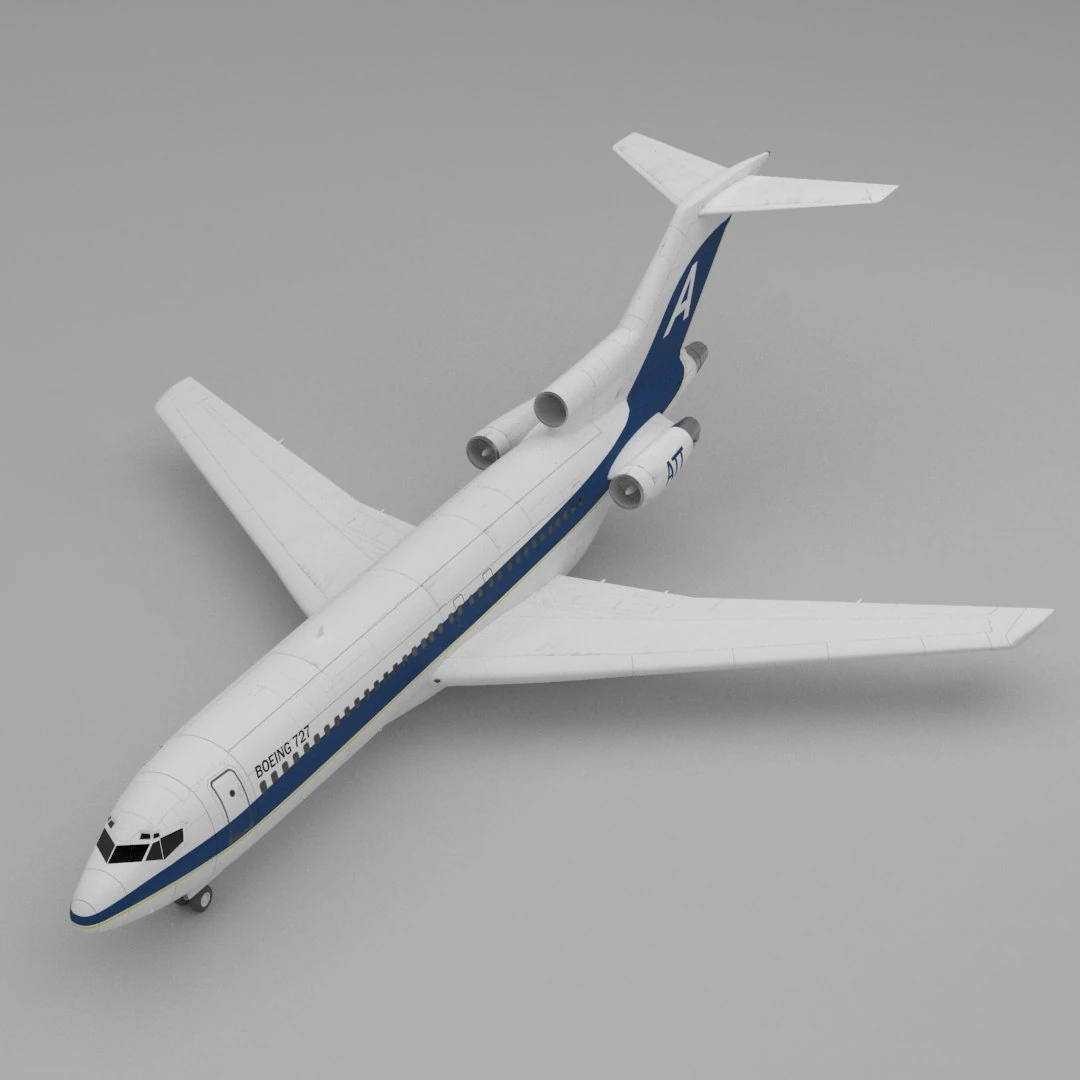 plane boeing 727 3D Model .c4d .max .obj .3ds .fbx .stl .blend