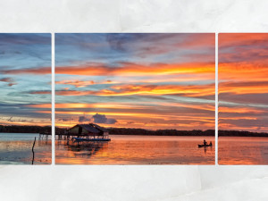 triptych wall art lagoon sunset 1 3D Model