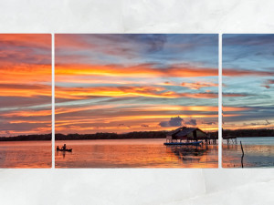 triptych wall art lagoon sunset 1 Modèle 3D