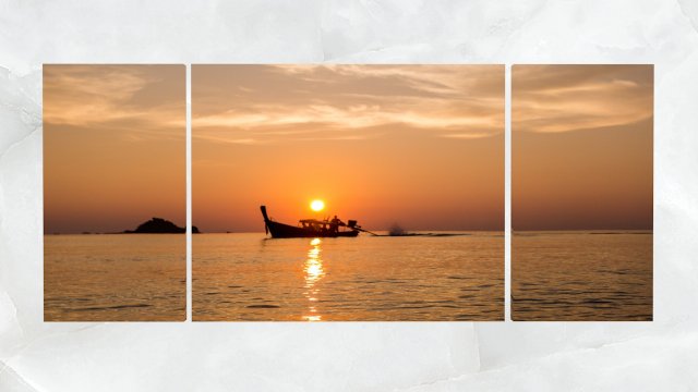 triptych wall art fishing boat sunset 1 Model 3D .c4d .max .obj .3ds .fbx .stl .blend 