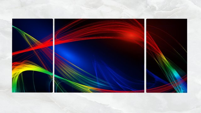 triptych wall art abstract colorful curved lines 1 3D-Modell .c4d .max .obj .3ds .fbx .stl .blend 