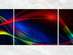 triptych wall art abstract colorful curved lines 1 3D Model
