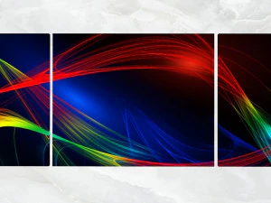 triptych wall art abstract colorful curved lines 1 3D Model